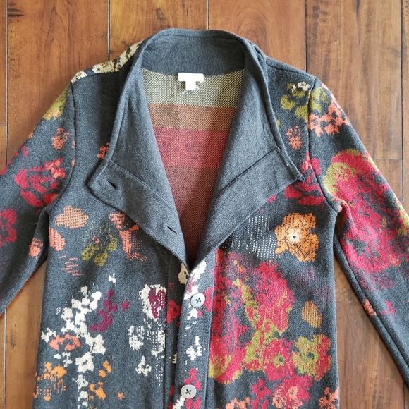 J Jill Madison Womens Cardigan Sweater Duster Knit Floral Boho Wool Alpaca Sz XS - Picture 9 of 12